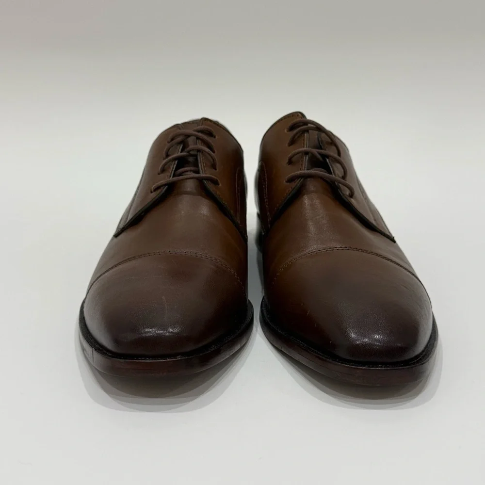 Johnston Murphy Men's 8.5M Mcclain Cap Toe Tan Full Grain Leather Shoes New $160